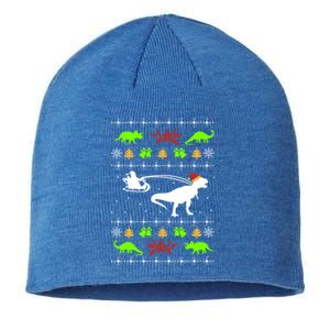 Ugly Christmas Santa Dino T Rex Nerd Geek Christmas Great Gift Sustainable Beanie