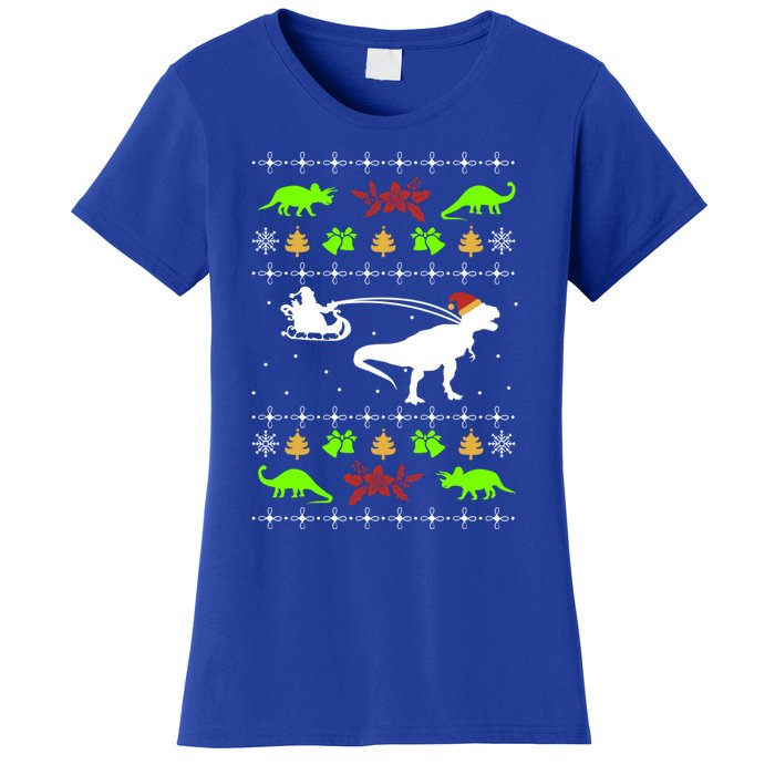 Ugly Christmas Santa Dino T Rex Nerd Geek Christmas Great Gift Women's T-Shirt