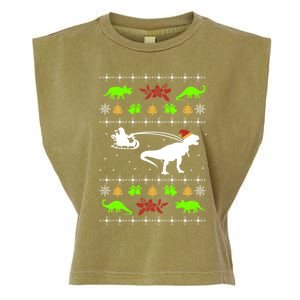 Ugly Christmas Santa Dino T Rex Nerd Geek Christmas Great Gift Garment-Dyed Women's Muscle Tee