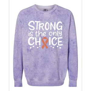 Uterine Cancer Survivor Fight Endometrial Chemo Gift Ribbon Funny Gift Colorblast Crewneck Sweatshirt