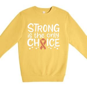 Uterine Cancer Survivor Fight Endometrial Chemo Gift Ribbon Funny Gift Premium Crewneck Sweatshirt