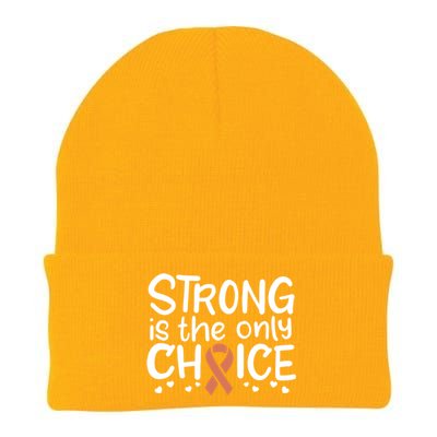 Uterine Cancer Survivor Fight Endometrial Chemo Gift Ribbon Funny Gift Knit Cap Winter Beanie