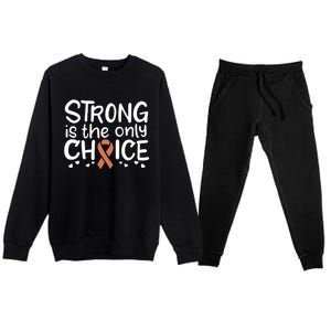 Uterine Cancer Survivor Fight Endometrial Chemo Gift Ribbon Funny Gift Premium Crewneck Sweatsuit Set