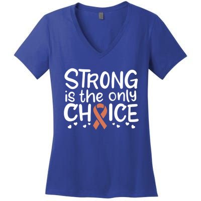 Uterine Cancer Survivor Fight Endometrial Chemo Gift Ribbon Funny Gift Women's V-Neck T-Shirt