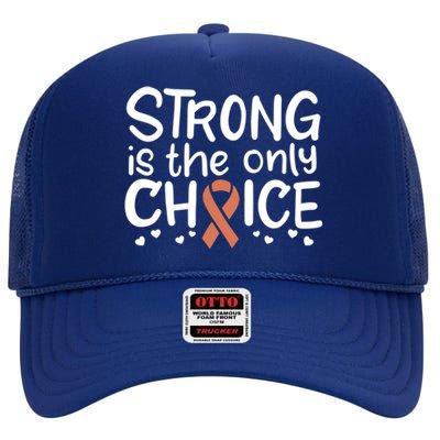 Uterine Cancer Survivor Fight Endometrial Chemo Gift Ribbon Funny Gift High Crown Mesh Back Trucker Hat