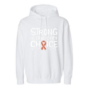 Uterine Cancer Survivor Fight Endometrial Chemo Gift Ribbon Funny Gift Garment-Dyed Fleece Hoodie