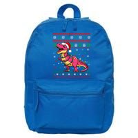 Ugly Christmas Santa Hat Dinosaur Snowflakes Lights Trex Gift 16 in Basic Backpack