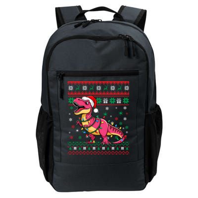 Ugly Christmas Santa Hat Dinosaur Snowflakes Lights Trex Gift Daily Commute Backpack