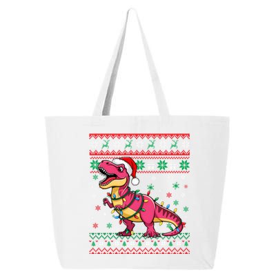 Ugly Christmas Santa Hat Dinosaur Snowflakes Lights Trex Gift 25L Jumbo Tote