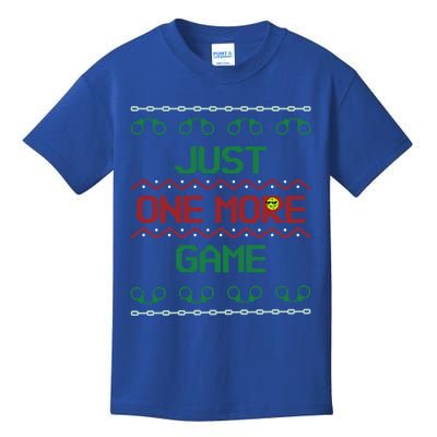 Ugly Christmas Sweater Pickleball Cool Gift Just One More Game Cool Gift Kids T-Shirt