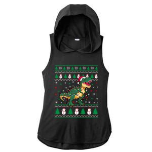 Ugly Christmas Santa Hat Snowflakes Lights Trex Snow Gift Ladies PosiCharge Tri-Blend Wicking Draft Hoodie Tank