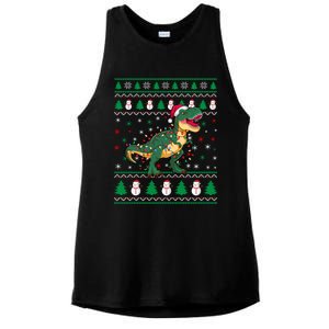 Ugly Christmas Santa Hat Snowflakes Lights Trex Snow Gift Ladies PosiCharge Tri-Blend Wicking Tank