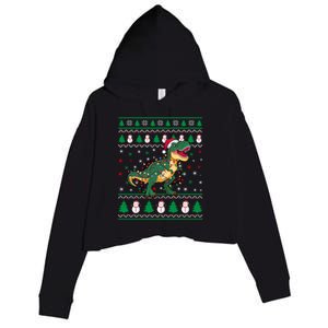 Ugly Christmas Santa Hat Snowflakes Lights Trex Snow Gift Crop Fleece Hoodie