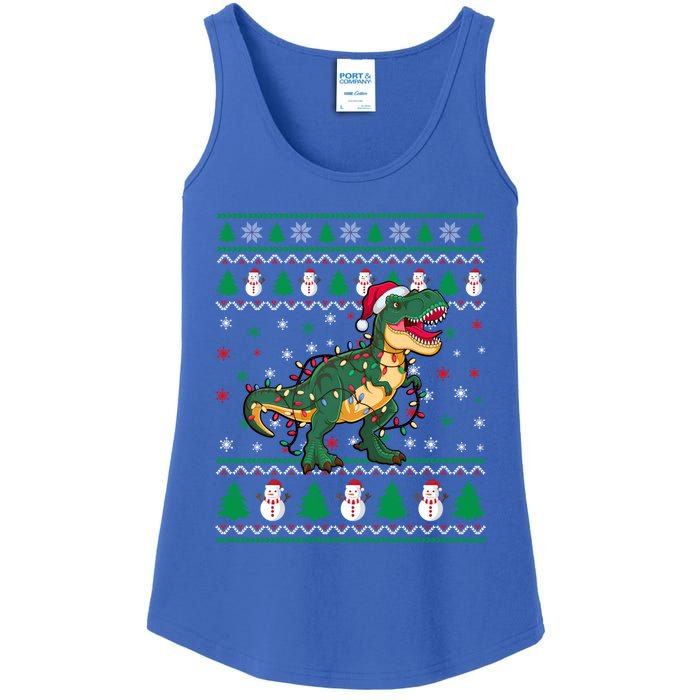 Ugly Christmas Santa Hat Snowflakes Lights Trex Snow Gift Ladies Essential Tank