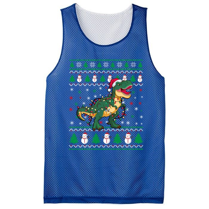 Ugly Christmas Santa Hat Snowflakes Lights Trex Snow Gift Mesh Reversible Basketball Jersey Tank