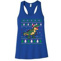 Ugly Christmas Santa Hat Snowflakes Lights Trex Snow Gift Women's Racerback Tank