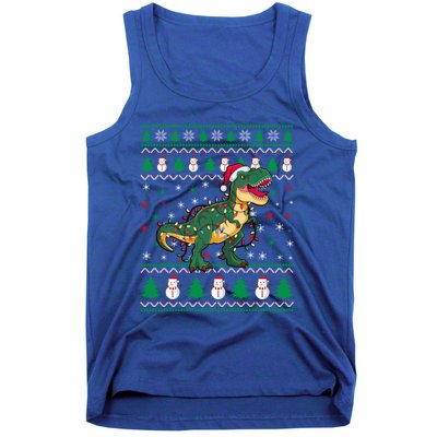 Ugly Christmas Santa Hat Snowflakes Lights Trex Snow Gift Tank Top