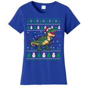 Ugly Christmas Santa Hat Snowflakes Lights Trex Snow Gift Women's T-Shirt