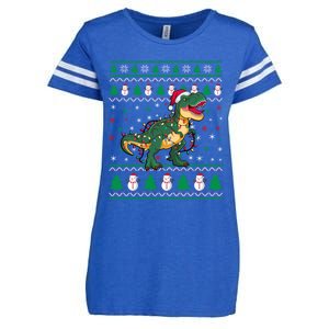 Ugly Christmas Santa Hat Snowflakes Lights Trex Snow Gift Enza Ladies Jersey Football T-Shirt