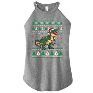 Ugly Christmas Santa Hat Snowflakes Lights Trex Snow Gift Women's Perfect Tri Rocker Tank