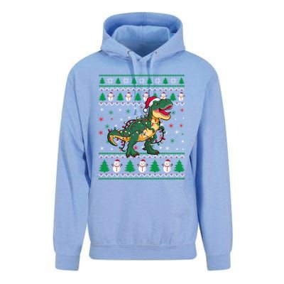 Ugly Christmas Santa Hat Snowflakes Lights Trex Snow Gift Unisex Surf Hoodie