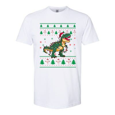 Ugly Christmas Santa Hat Snowflakes Lights Trex Snow Gift Softstyle CVC T-Shirt