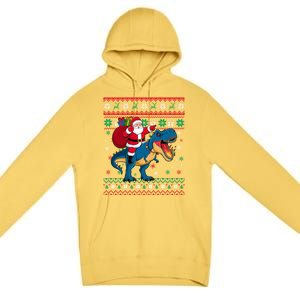 Ugly Christmas Snow Santa Hat Lights Snowflakes Trex Cool Gift Premium Pullover Hoodie