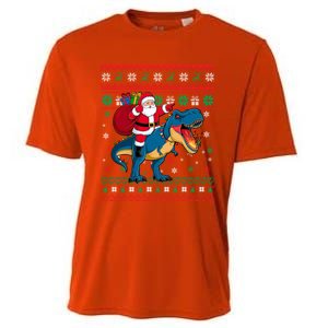 Ugly Christmas Snow Santa Hat Lights Snowflakes Trex Cool Gift Cooling Performance Crew T-Shirt