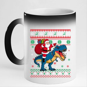 Ugly Christmas Snow Santa Hat Lights Snowflakes Trex Cool Gift 11oz Black Color Changing Mug