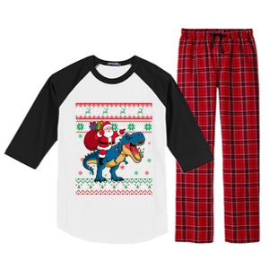 Ugly Christmas Snow Santa Hat Lights Snowflakes Trex Cool Gift Raglan Sleeve Pajama Set