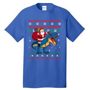 Ugly Christmas Snow Santa Hat Lights Snowflakes Trex Cool Gift Tall T-Shirt