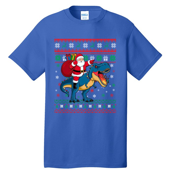 Ugly Christmas Snow Santa Hat Lights Snowflakes Trex Cool Gift Tall T-Shirt