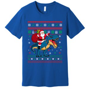 Ugly Christmas Snow Santa Hat Lights Snowflakes Trex Cool Gift Premium T-Shirt