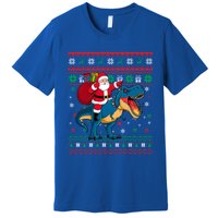 Ugly Christmas Snow Santa Hat Lights Snowflakes Trex Cool Gift Premium T-Shirt