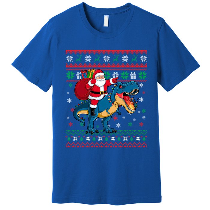 Ugly Christmas Snow Santa Hat Lights Snowflakes Trex Cool Gift Premium T-Shirt