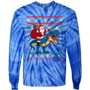 Ugly Christmas Snow Santa Hat Lights Snowflakes Trex Cool Gift Tie-Dye Long Sleeve Shirt