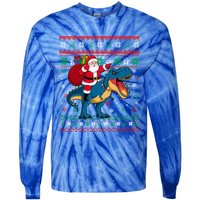 Ugly Christmas Snow Santa Hat Lights Snowflakes Trex Cool Gift Tie-Dye Long Sleeve Shirt