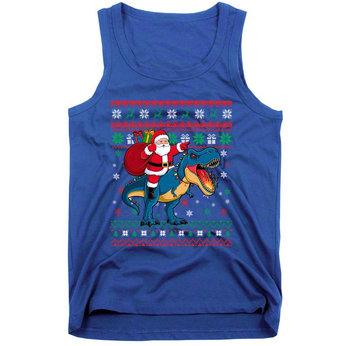 Ugly Christmas Snow Santa Hat Lights Snowflakes Trex Cool Gift Tank Top