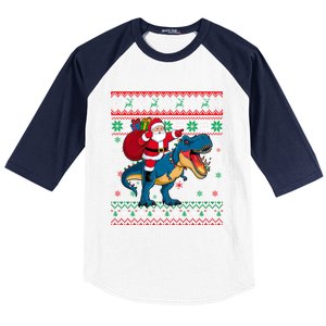 Ugly Christmas Snow Santa Hat Lights Snowflakes Trex Cool Gift Baseball Sleeve Shirt