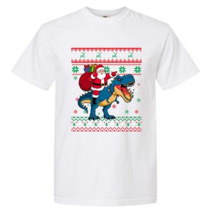 Ugly Christmas Snow Santa Hat Lights Snowflakes Trex Cool Gift Garment-Dyed Heavyweight T-Shirt