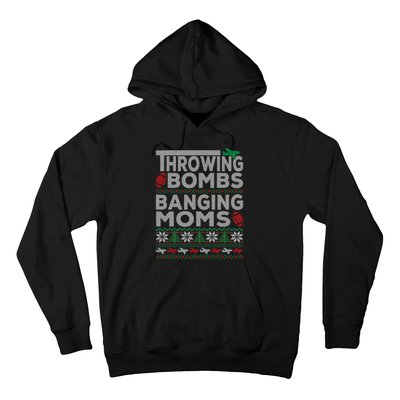 Ugly Christmas Sweater Football Throwing Bombs Banging Moms Hoodie