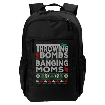 Ugly Christmas Sweater Football Throwing Bombs Banging Moms Daily Commute Backpack