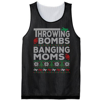 Ugly Christmas Sweater Football Throwing Bombs Banging Moms Mesh Reversible Basketball Jersey Tank