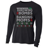 Ugly Christmas Sweater Football Throwing Bombs Banging Moms Cooling Performance Long Sleeve Crew