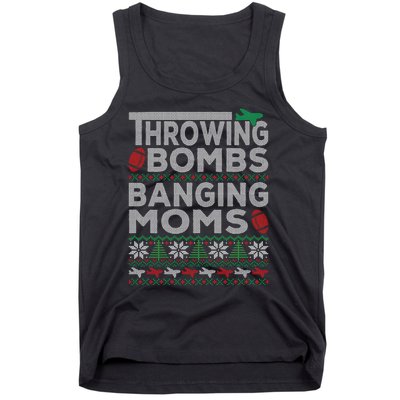 Ugly Christmas Sweater Football Throwing Bombs Banging Moms Tank Top