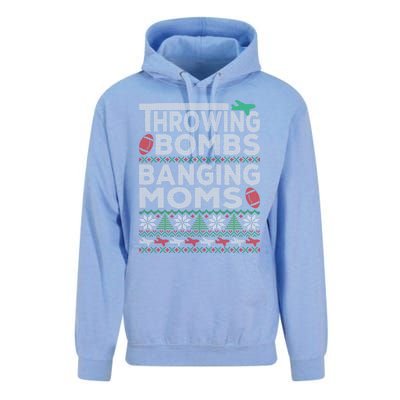 Ugly Christmas Sweater Football Throwing Bombs Banging Moms Unisex Surf Hoodie