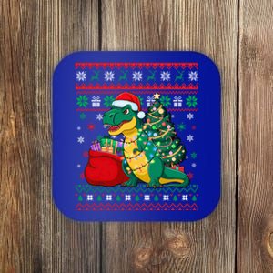 Ugly Christmas Snow Santa Hat Lights Snowflakes Trex Gift Coaster