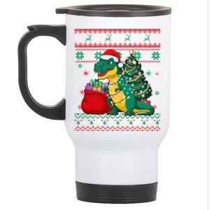 Ugly Christmas Snow Santa Hat Lights Snowflakes Trex Gift Stainless Steel Travel Mug