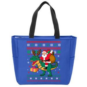 Ugly Christmas Snow Santa Hat Lights Snowflakes Trex Meaningful Gift Zip Tote Bag