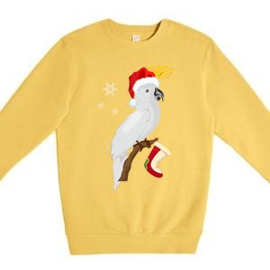 Umbrella Cockatoo Santa Hat Funny Christmas Premium Crewneck Sweatshirt